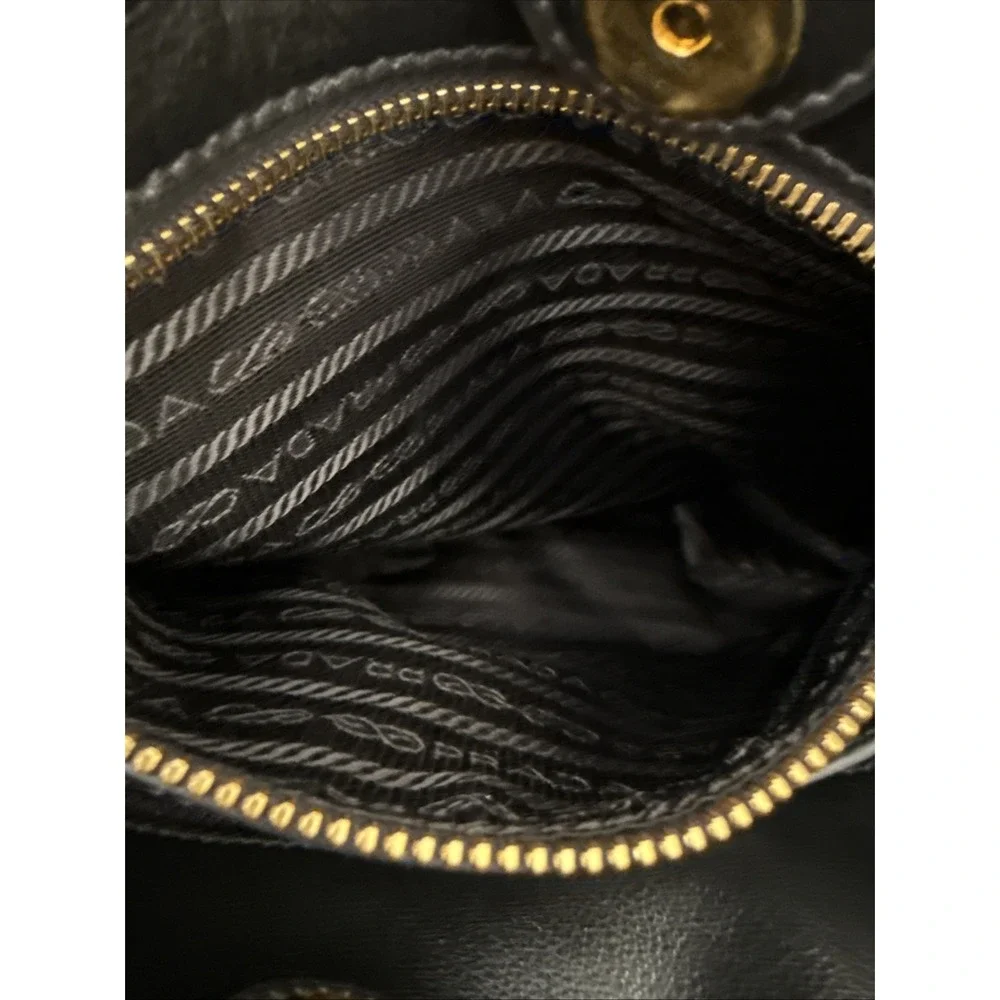 NWT PRADA Black Glace Calf Leather Shopping Tote Bag Purse ALL INCLUSIVE COA BAG - Picture 15 of 16